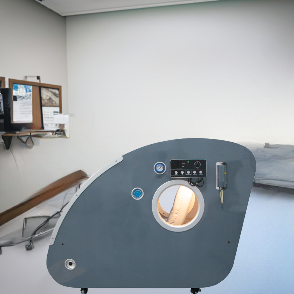 O2BAY 2ATA Hard Shell Sitting Hyperbaric Chamber For Commercial and Home Use.